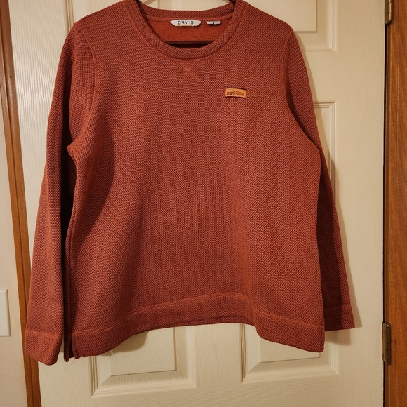 Orvis Women's Size L Soft Knit Crew Neck Pullover Sweatshirt Rusty Orange Boxy - Picture 1 of 7